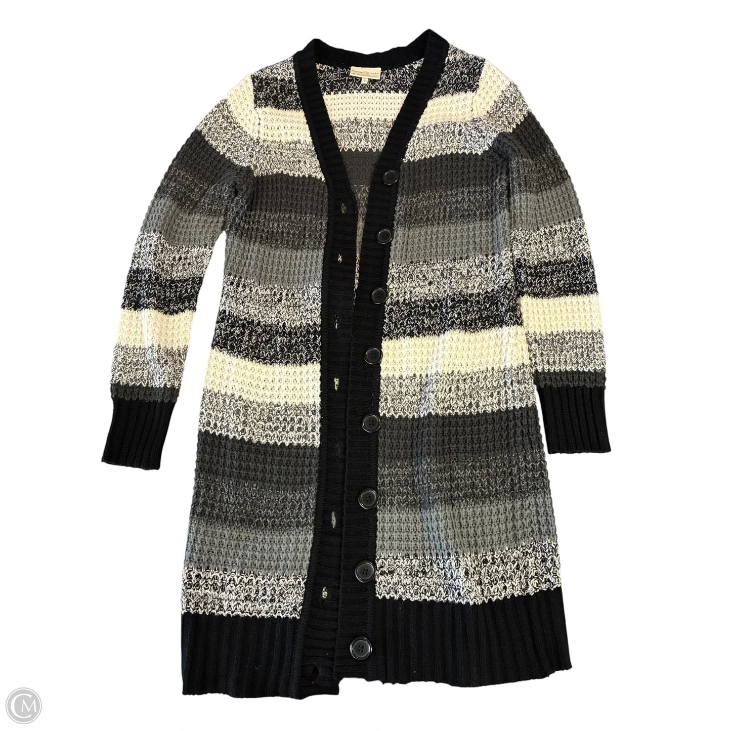 Sweater Cardigan By Bobbie Brooks In Black & Grey, Size: M