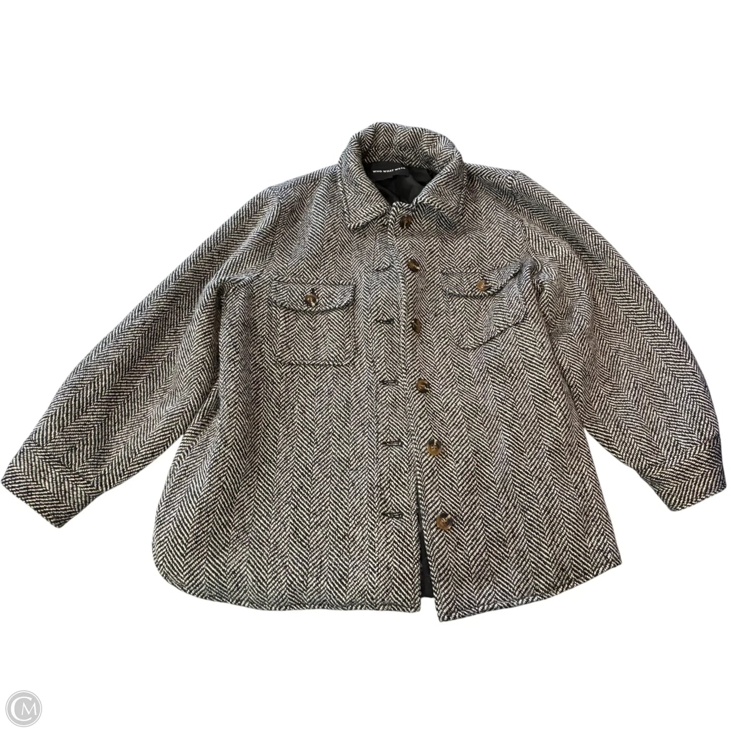 Coat Peacoat By Who What Wear In Black & White, Size: L