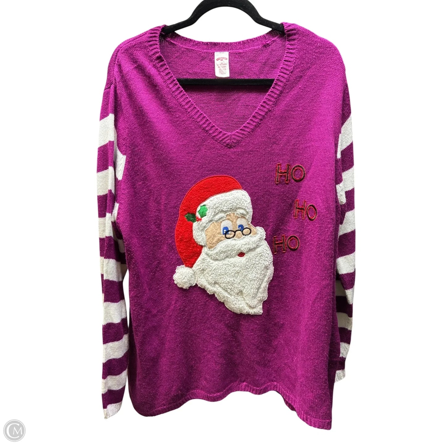Sweater By Holiday Time In Pink & White, Size: 4x