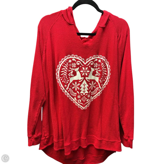 Sweatshirt Hoodie By Holiday Time In Red, Size: Xxl