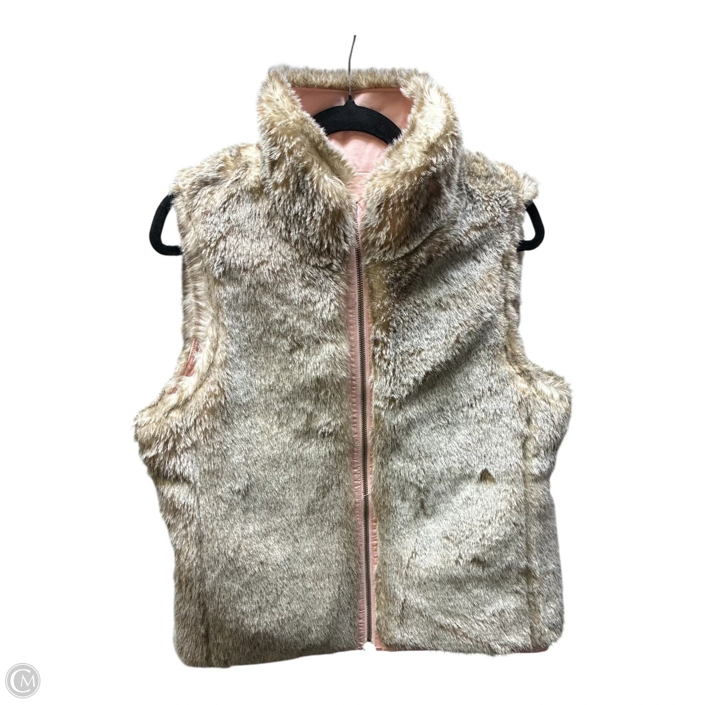 Vest Faux Fur & Sherpa By Clothes Mentor In Brown & Pink, Size: M