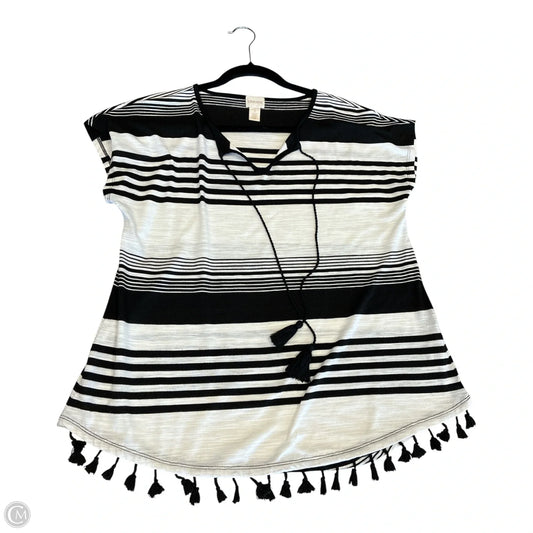 Top Short Sleeve By Chicos In Striped Pattern, Size: M