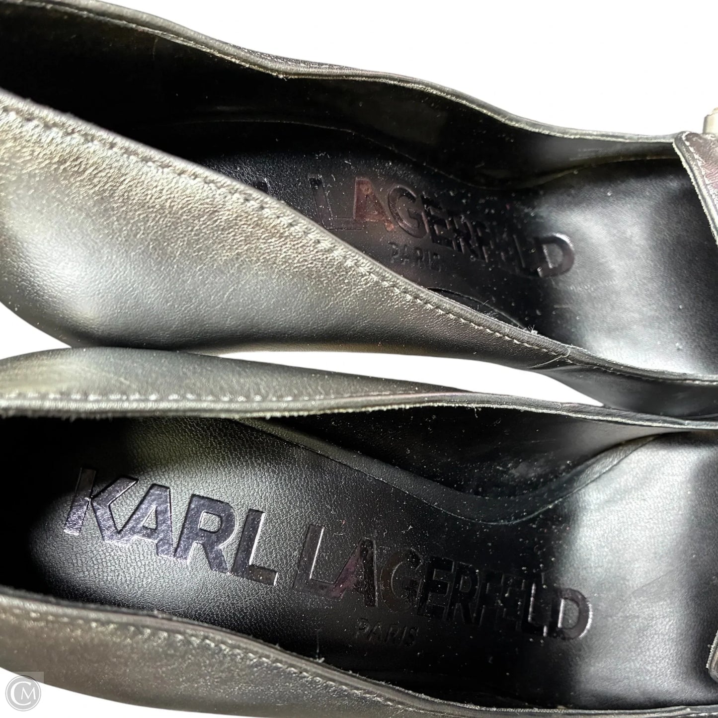 Shoes Designer By Karl Lagerfeld In Silver, Size: 6.5