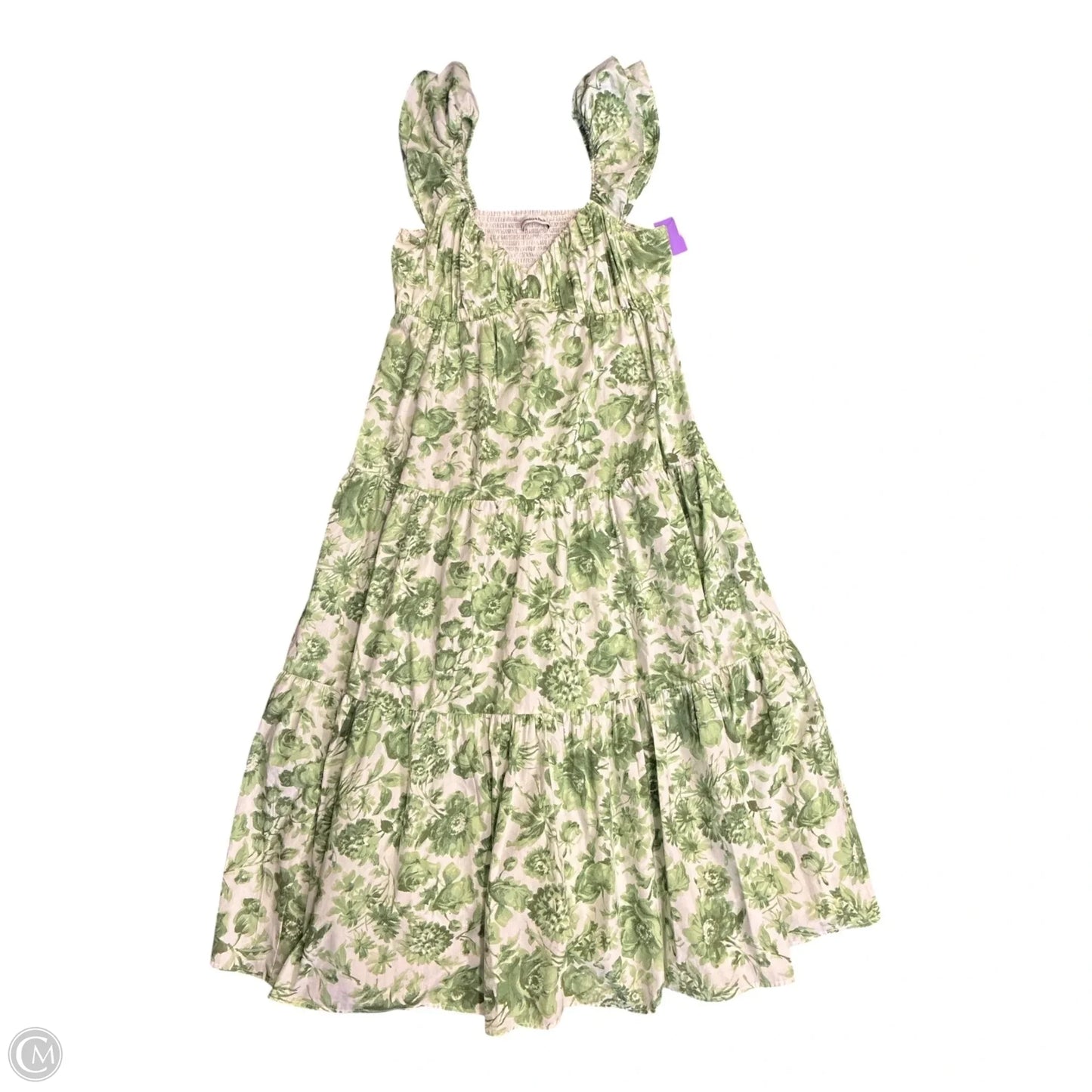 Dress Casual Maxi By Abercrombie And Fitch In Green & White, Size: M