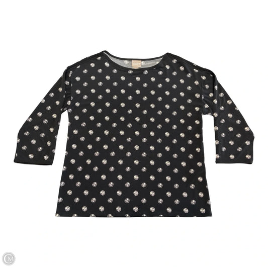 Top 3/4 Sleeve By Chicos In Black & Tan, Size: S