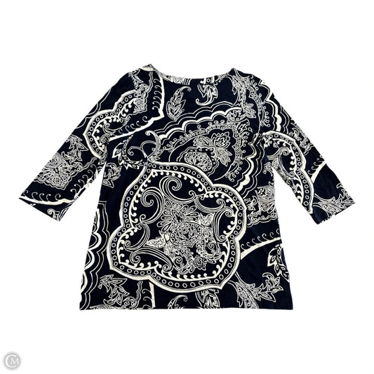 Top 3/4 Sleeve By Chicos In Blue & White, Size: S