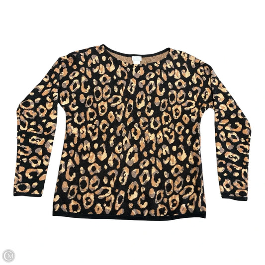 Sweater By Chicos In Black & Tan, Size: S
