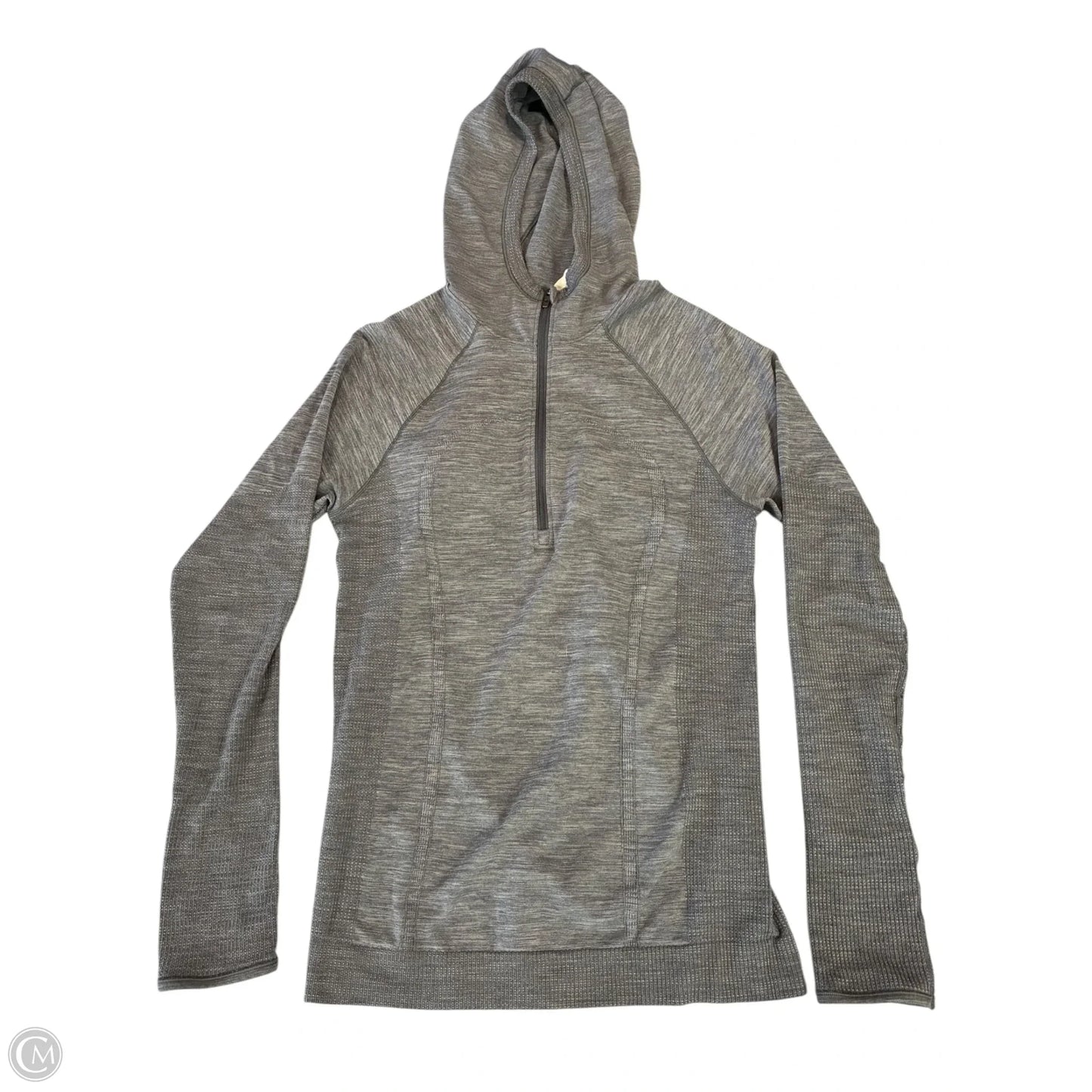 Athletic Top Long Sleeve Hoodie By Lululemon In Grey, Size: M