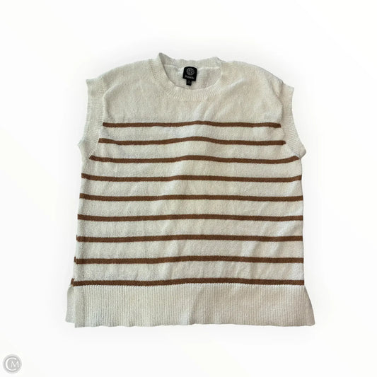 Sweater Short Sleeve By Bobeau In Brown & Cream, Size: M