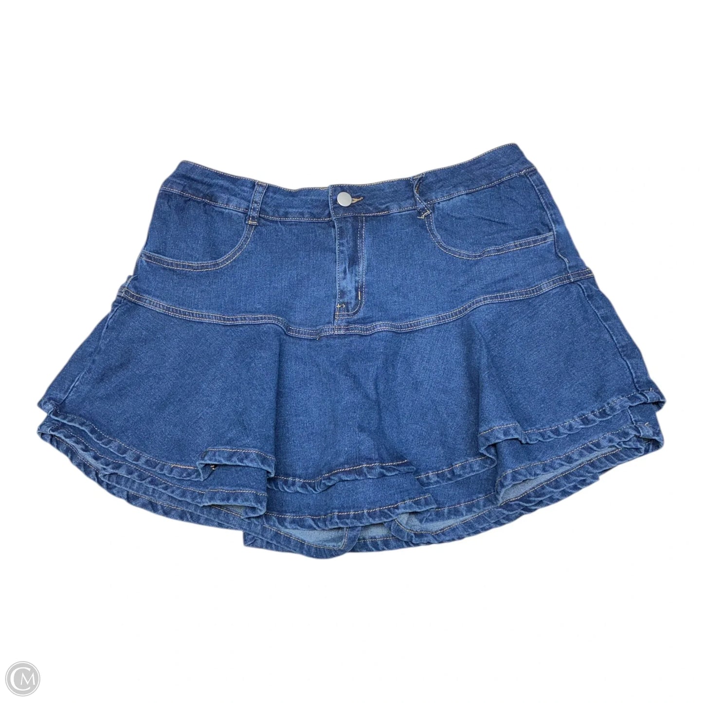 Skort By Shein In Blue Denim, Size: 1x