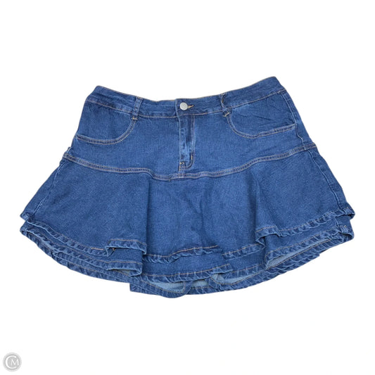 Skort By Shein In Blue Denim, Size: 1x