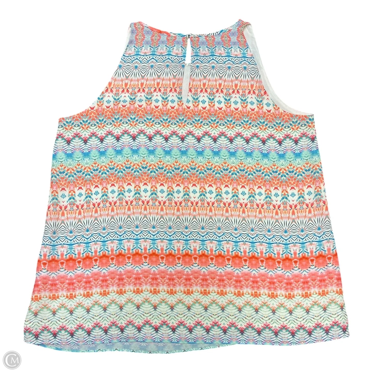 Blouse Sleeveless By St Tropez In Orange & White, Size: L