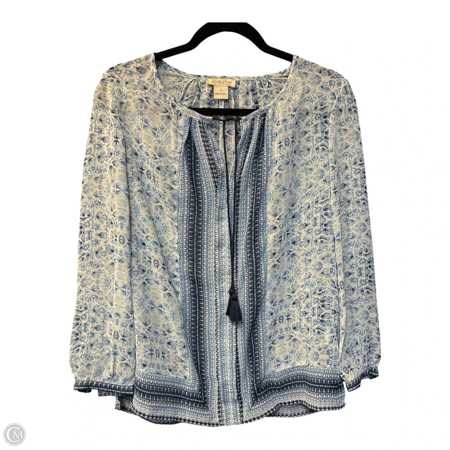 Top Long Sleeve By Lucky Brand In Blue & White, Size: S