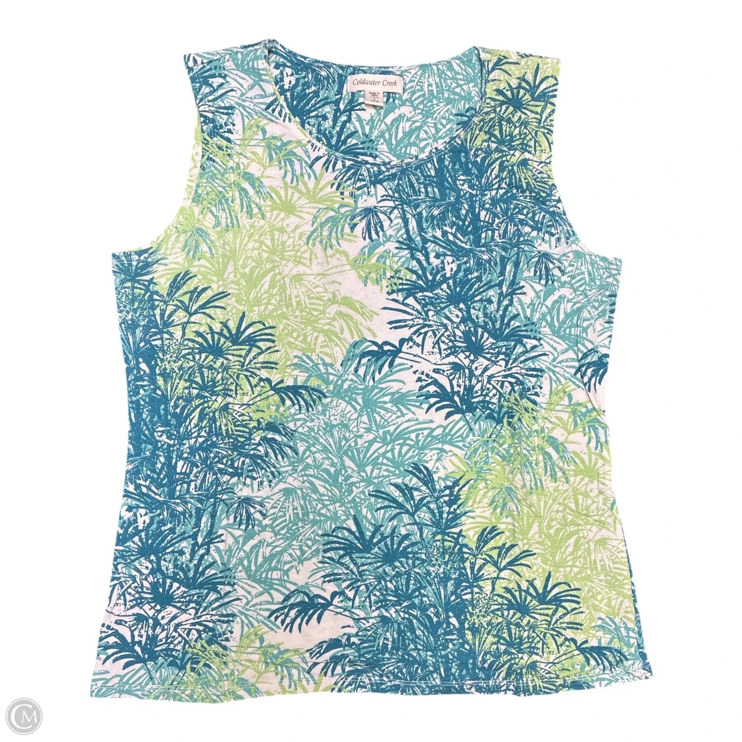 Top Sleeveless By Coldwater Creek In Blue & Green, Size: L