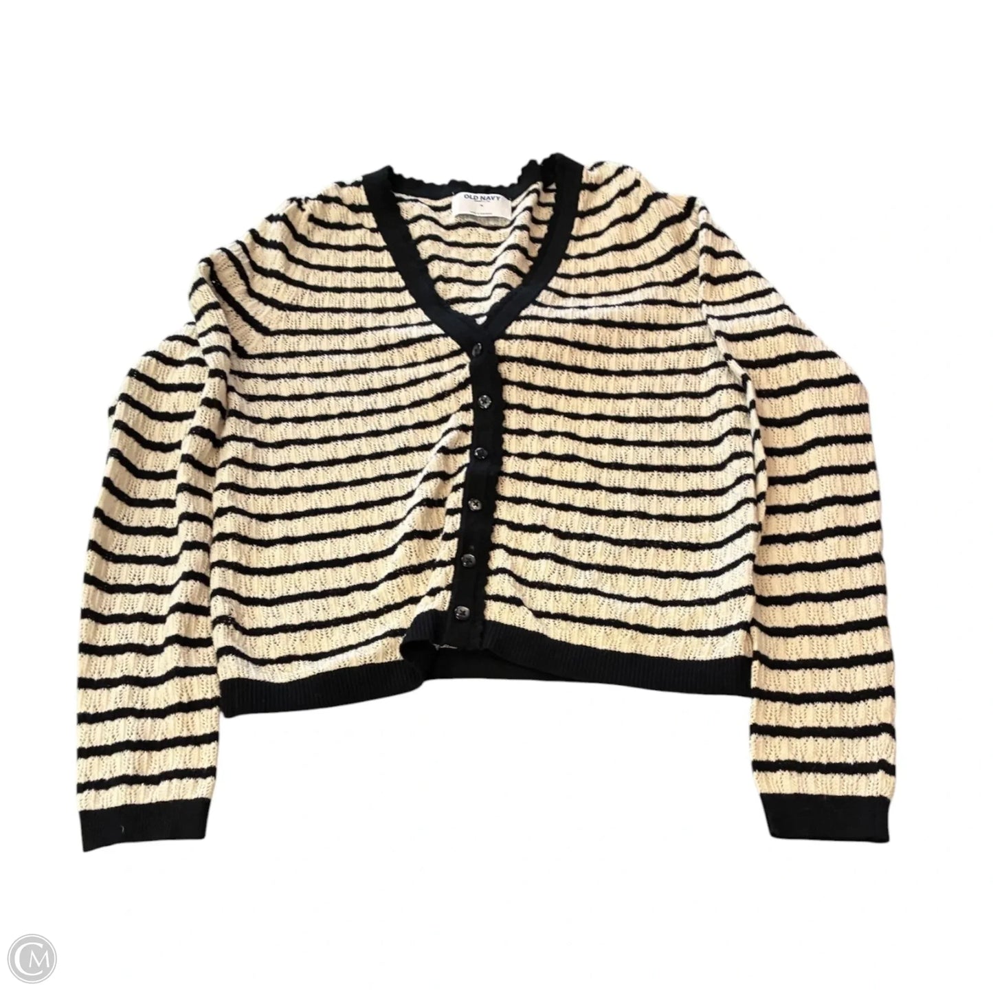 Sweater Cardigan By Old Navy In Striped Pattern, Size: M