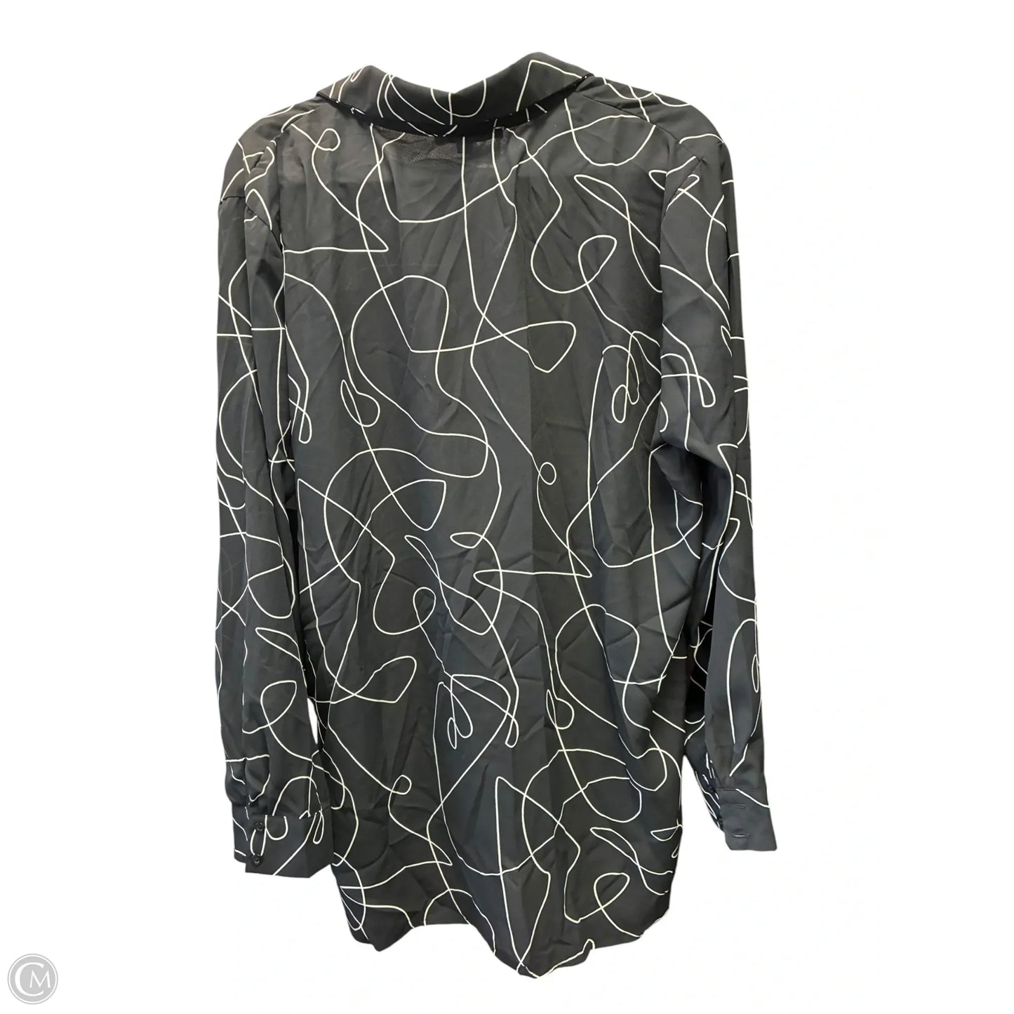 Blouse Long Sleeve By Clothes Mentor In Black & White, Size: Xxl