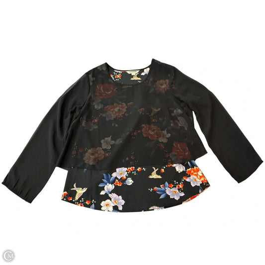 Blouse Long Sleeve By Clothes Mentor In Black, Size: M