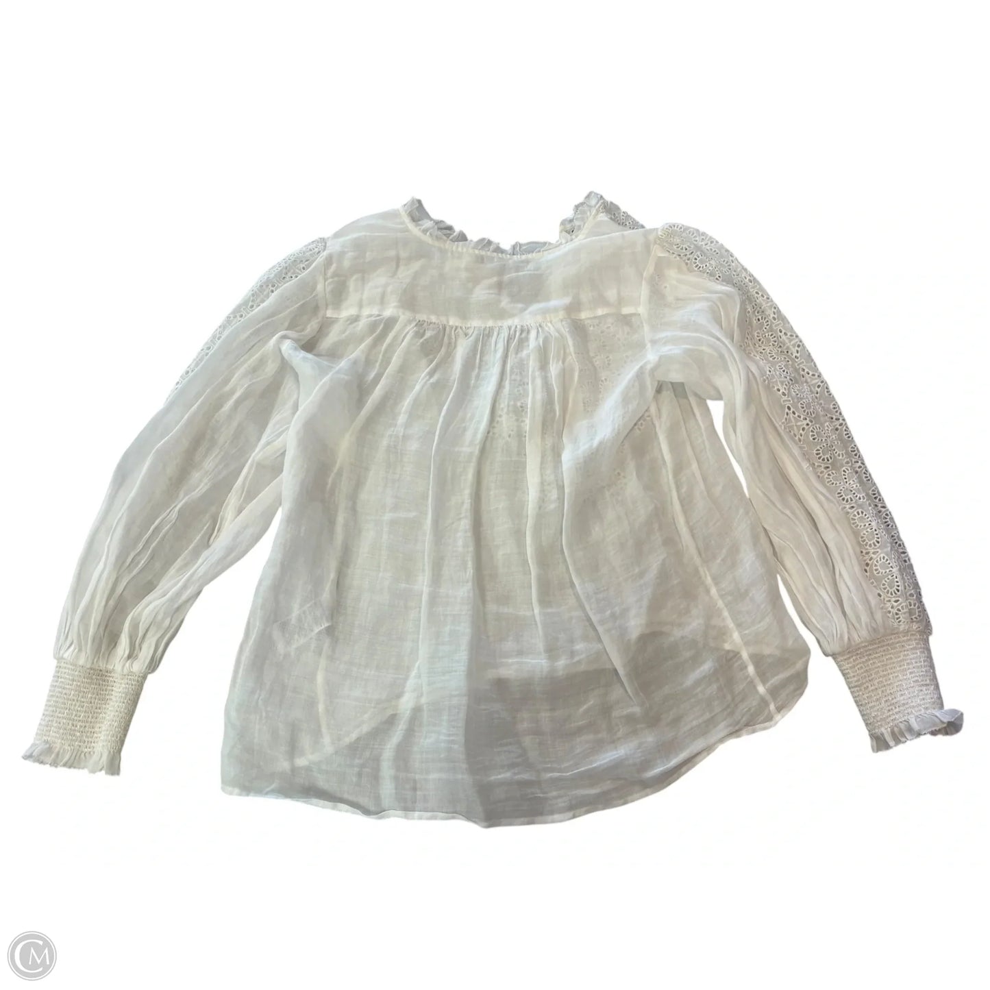 Blouse Long Sleeve By Banana Republic In White, Size: S