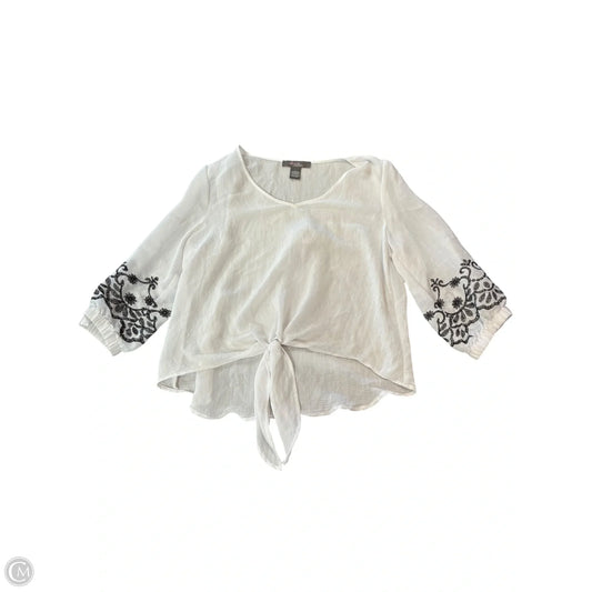 Blouse 3/4 Sleeve By Clothes Mentor In White, Size: L