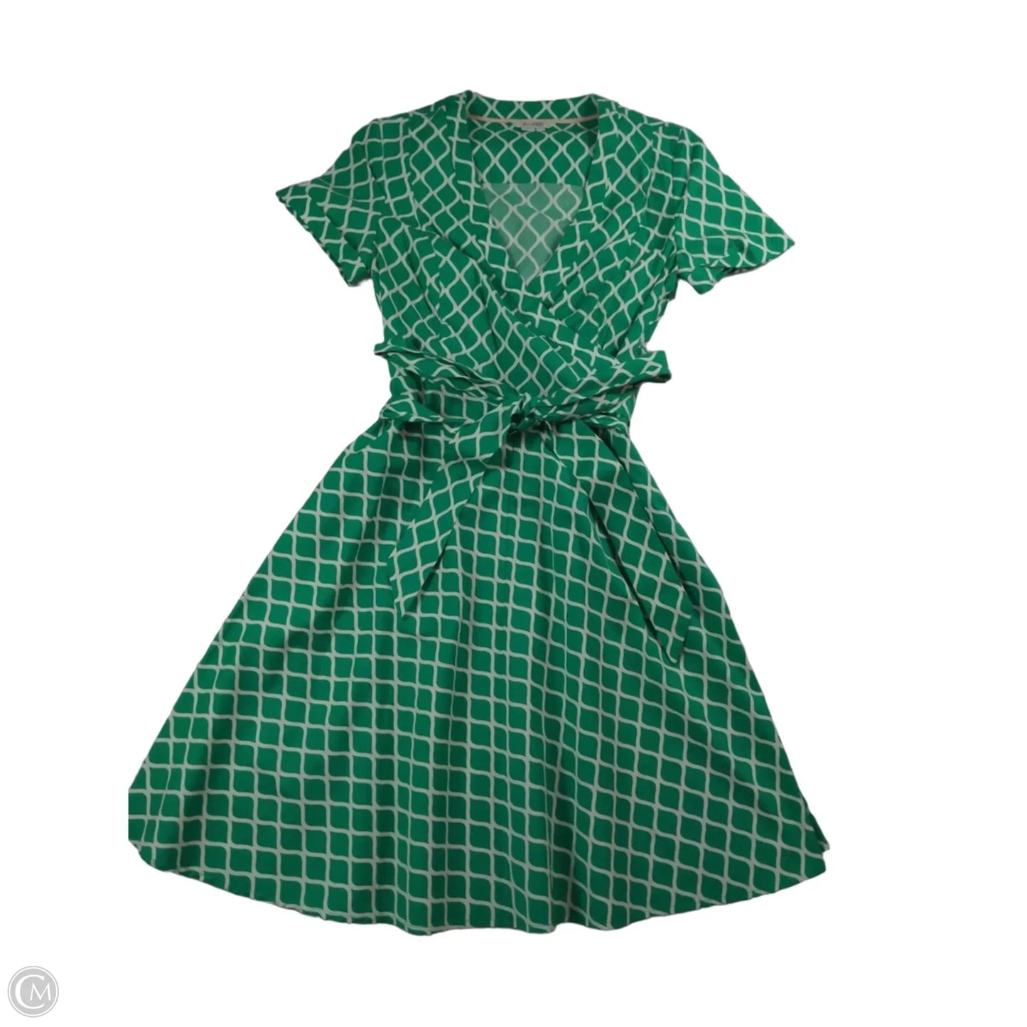 Dress Casual Midi By Boden In Green & White, Size: 4