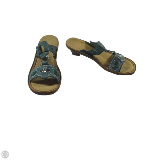 Sandals Heels Kitten By Riekers In Blue & Tan, Size: 9.5