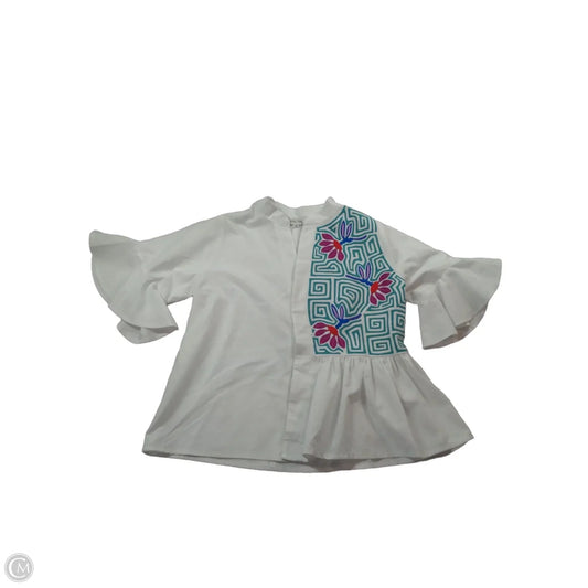 Blouse Short Sleeve By Clothes Mentor In White, Size: M