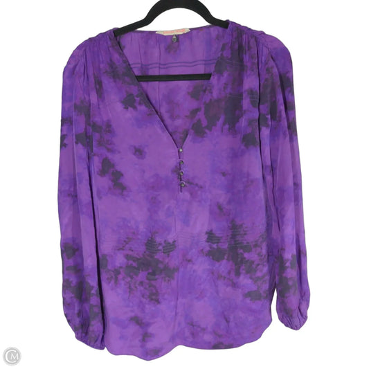 Blouse Long Sleeve By Rebecca Taylor In Purple, Size: 10