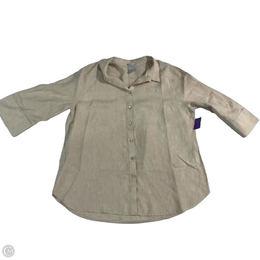 Top 3/4 Sleeve By Chicos In Beige, Size: Xl