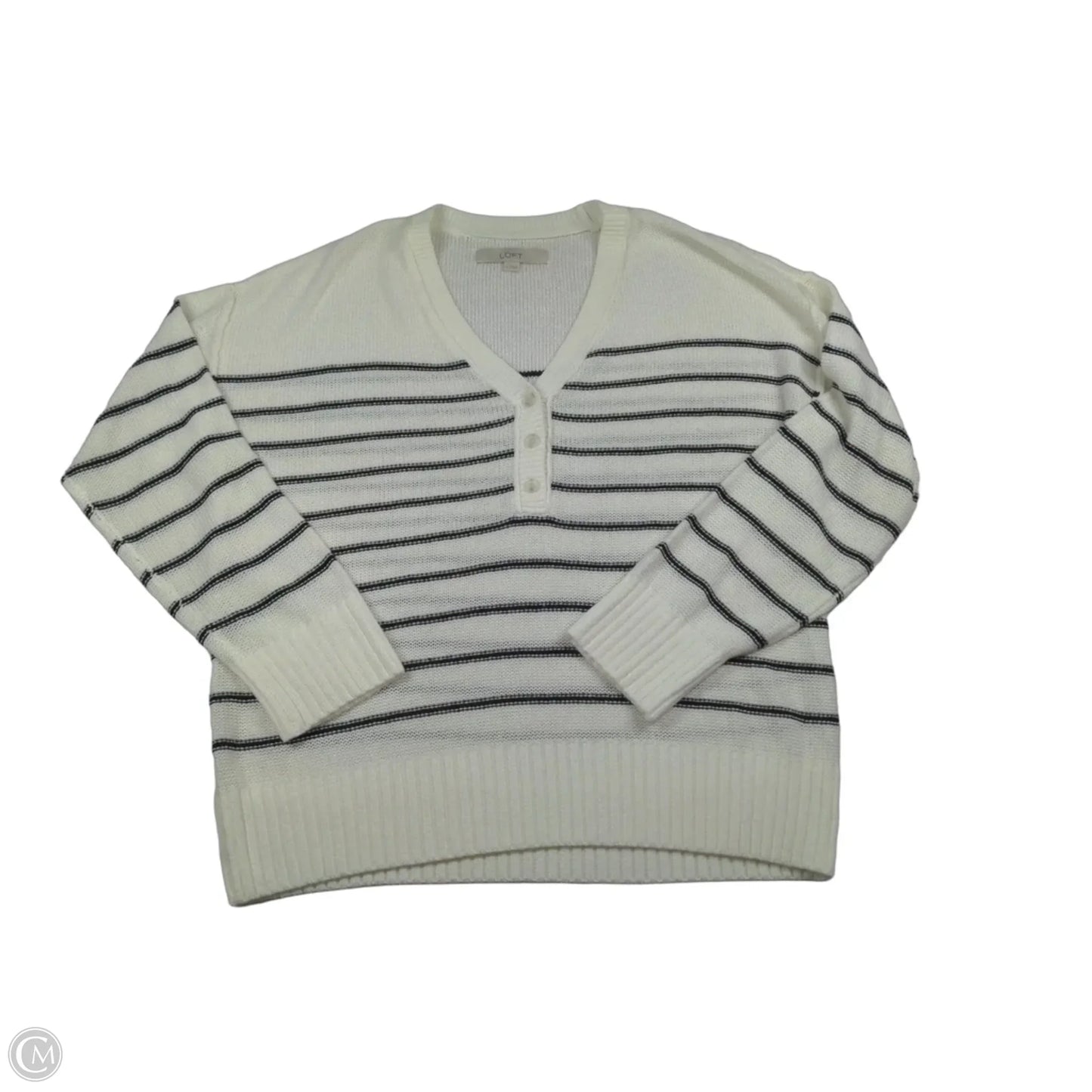 Sweater By Loft In Black & White, Size: M