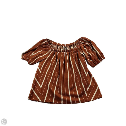 Top Short Sleeve By Anthropologie In Orange & White, Size: Xs