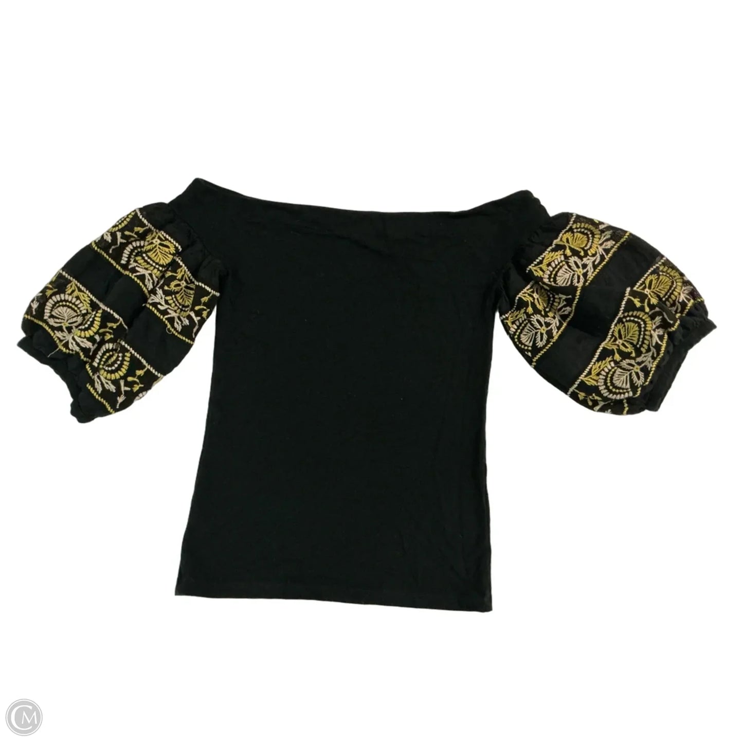 Top Short Sleeve By Free People In Black & Yellow, Size: Xs