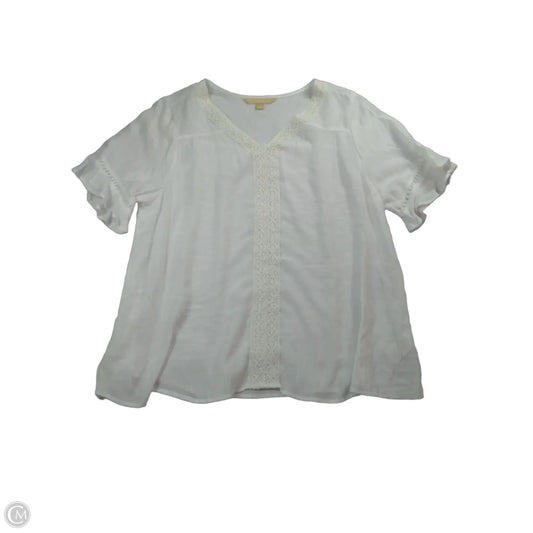 Top Short Sleeve By Hope & Harlow In White, Size: 2x