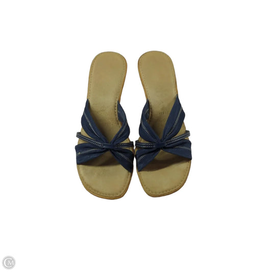 Sandals Heels Kitten By Italian Shoemakers In Blue, Size: 6