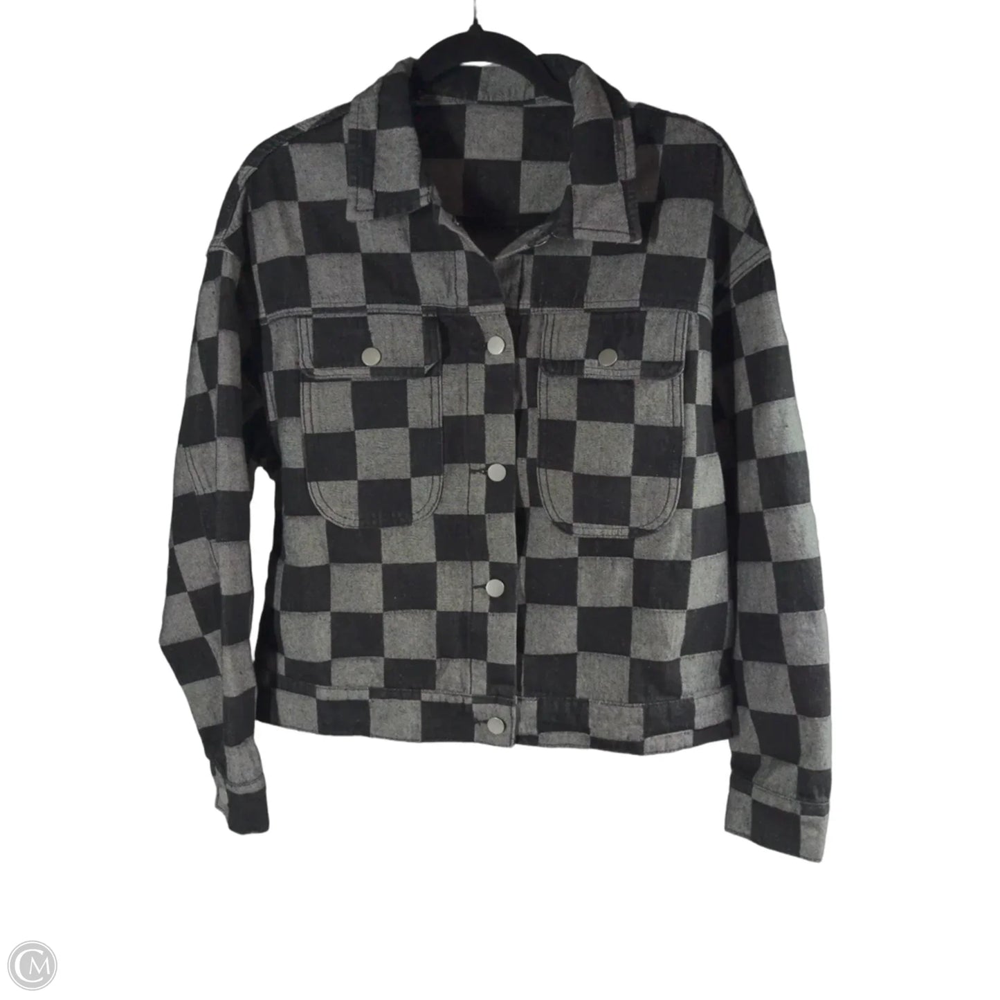 Jacket Denim By Clothes Mentor In Black & Grey, Size: S