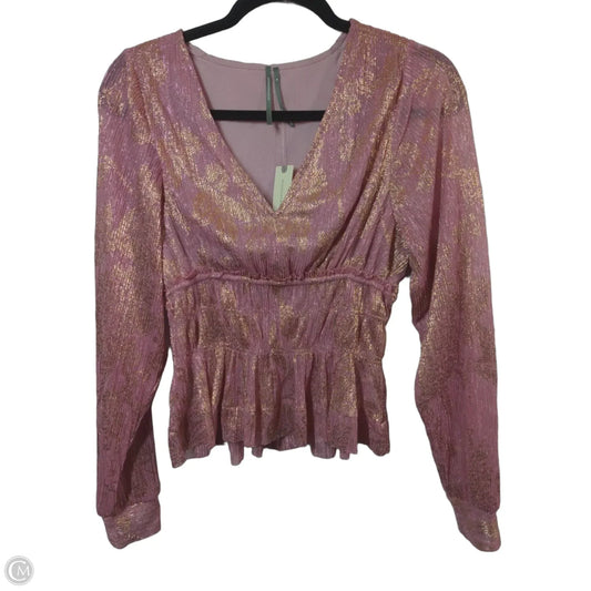 Top Long Sleeve By Anthropologie In Rose Gold, Size: M