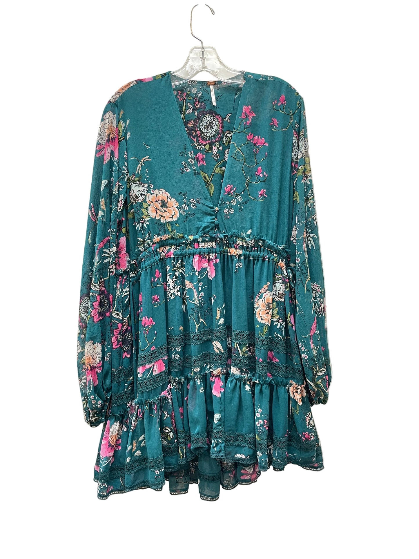 Dress Casual Midi By Free People In Green & Pink, Size:S