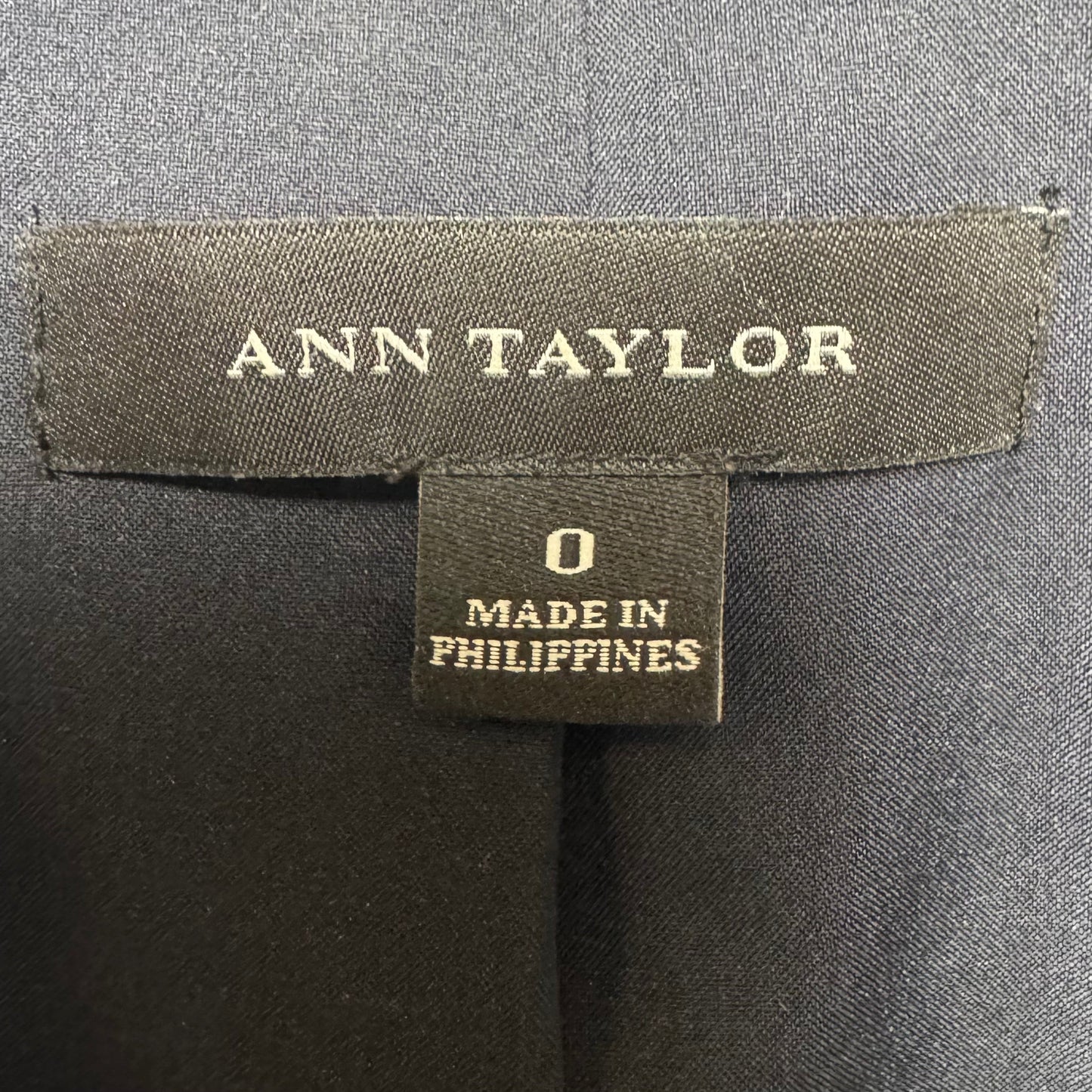 Wool Blend Jacket Moto By Ann Taylor In Black & Blue, Size: 0