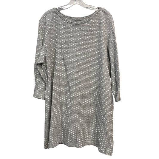 Top 3/4 Sleeve By Lands End In Grey & White, Size:2X