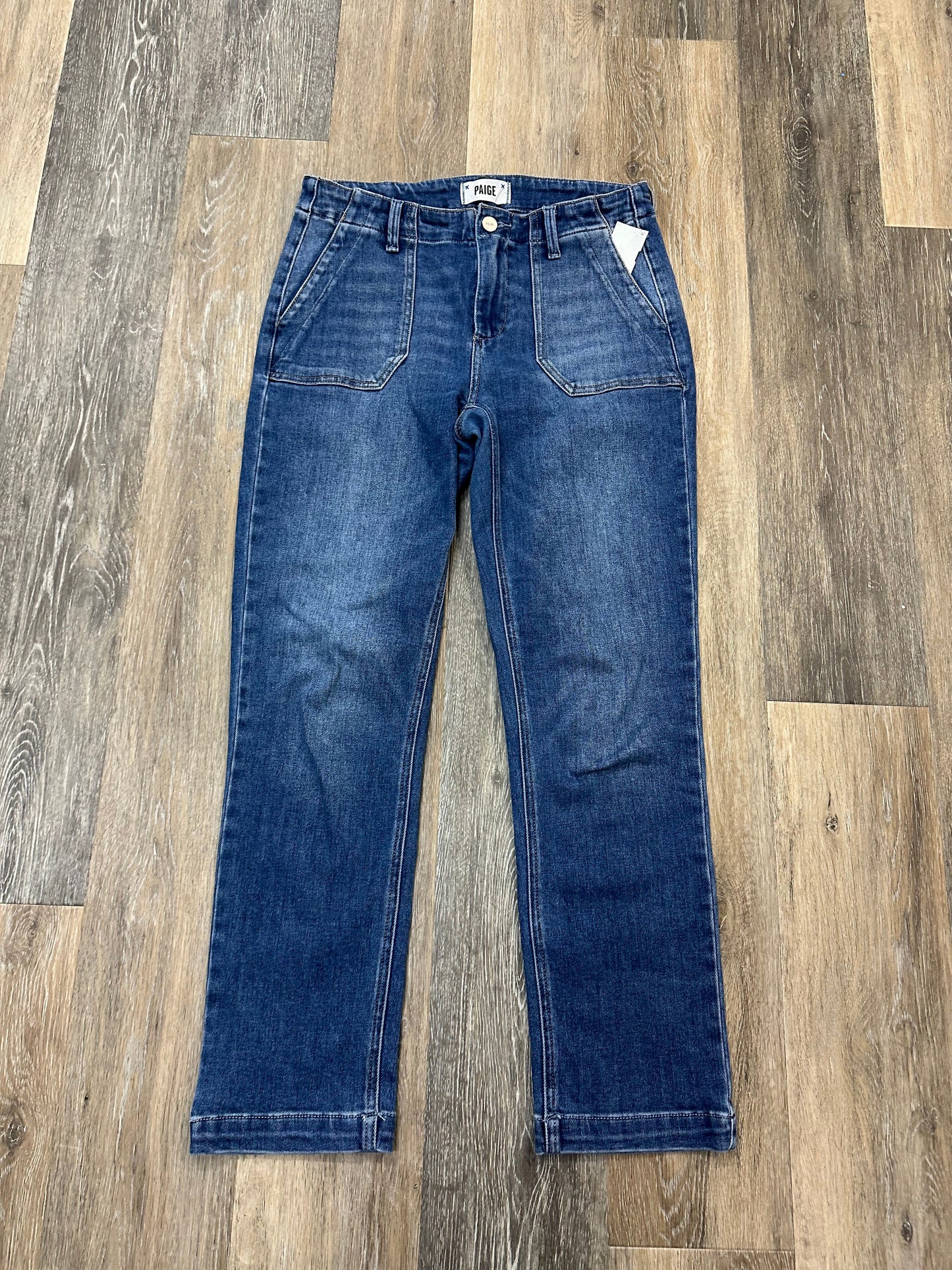 Jeans Straight By Paige In Blue Denim, Size: 4