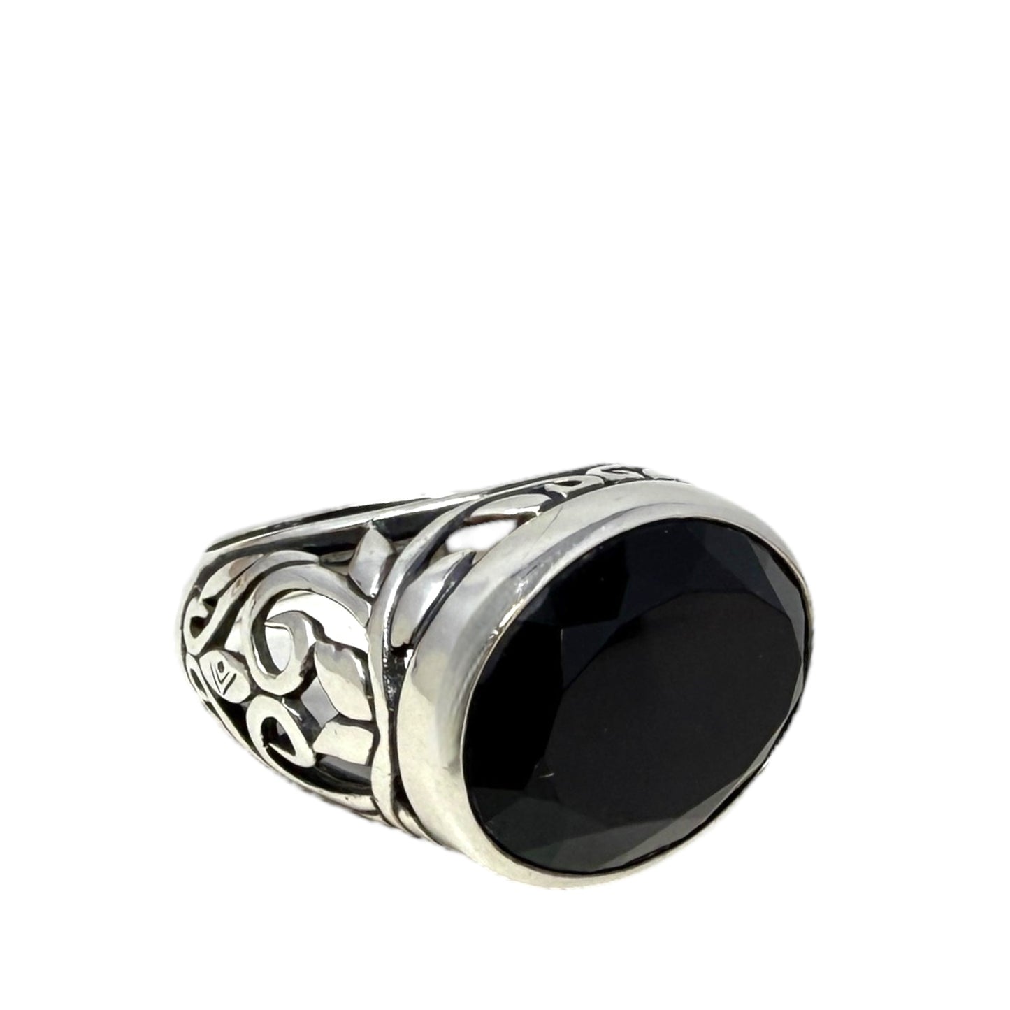 Sterling Silver, Onyx Chalcedony, Smoky Swirl Filigree Ring By Silpada, Size: 7