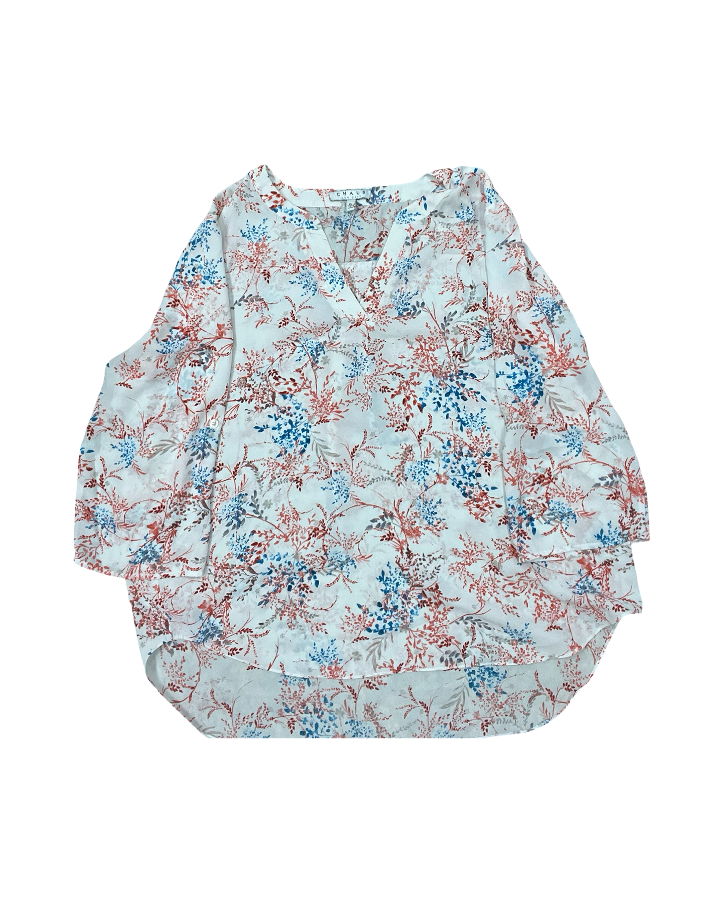 Top 3/4 Sleeve By Chaus In Red & White, Size:Xl