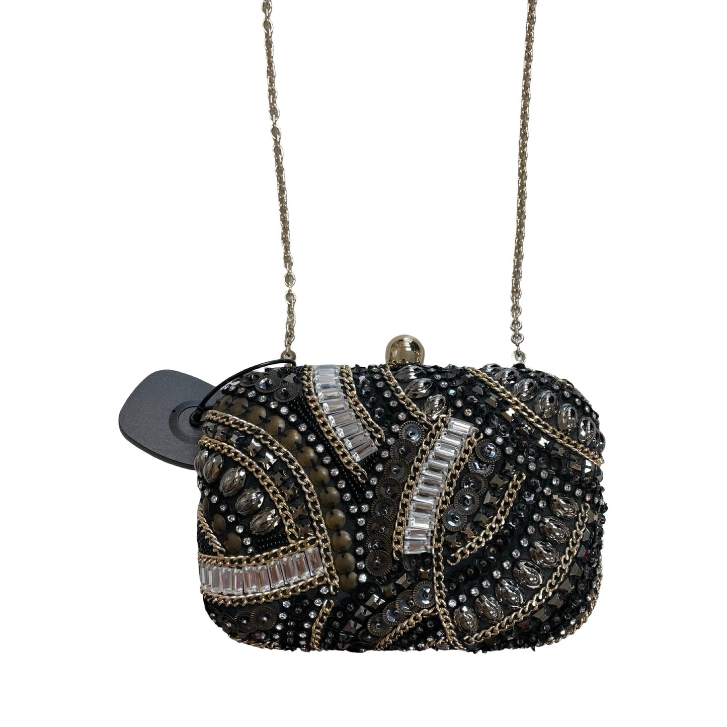 Handbag By Inc In Black & Gold, Size:Small