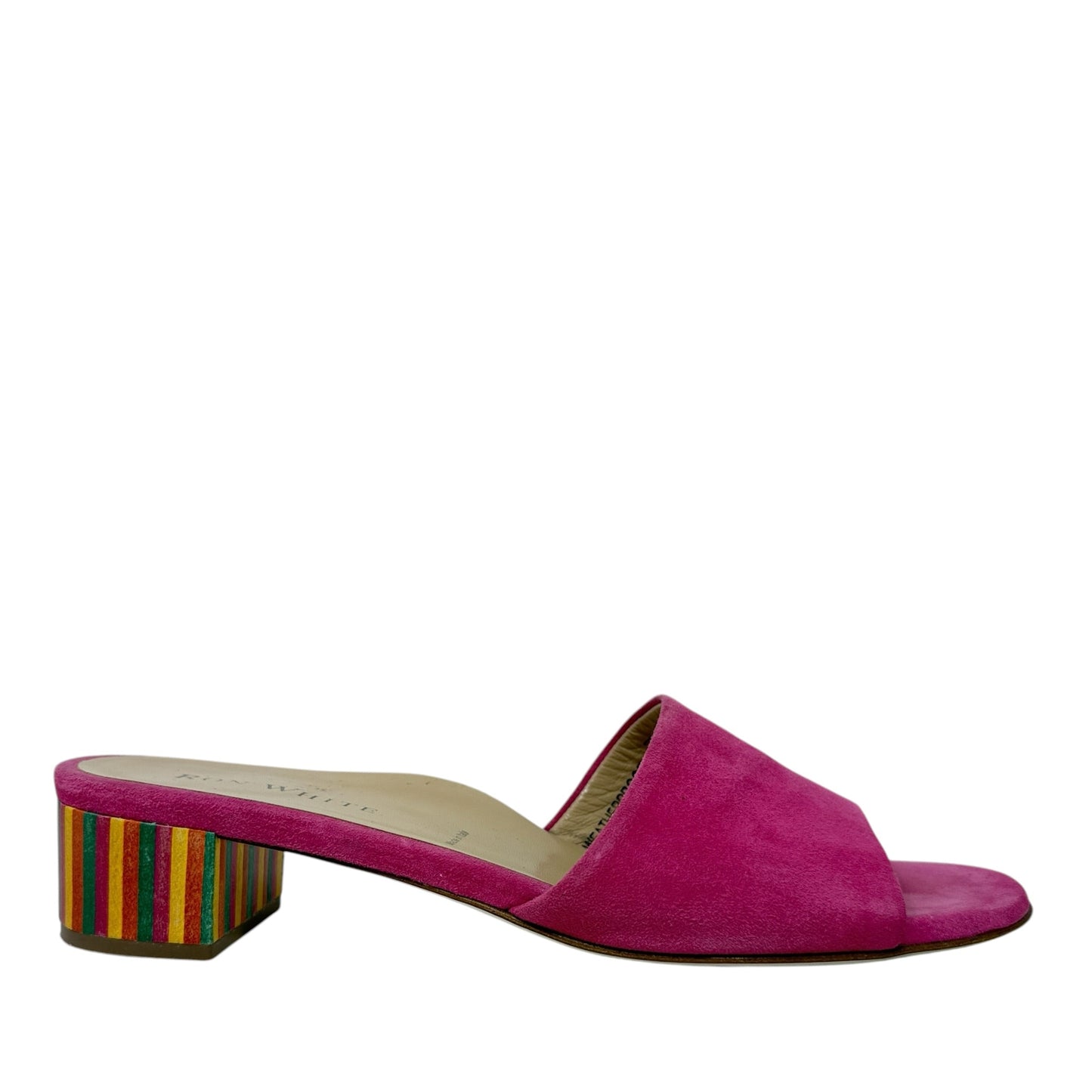 Suede Striped Block Heel Mule Sandals By Ron White In Pink, Size: 8.5