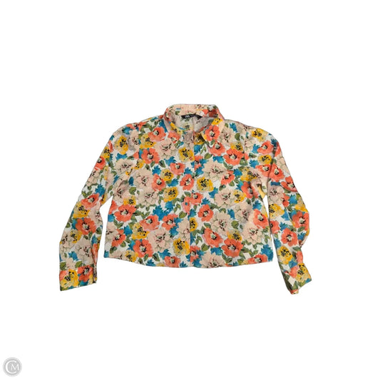 Top Long Sleeve By Zara In Floral Print, Size: L