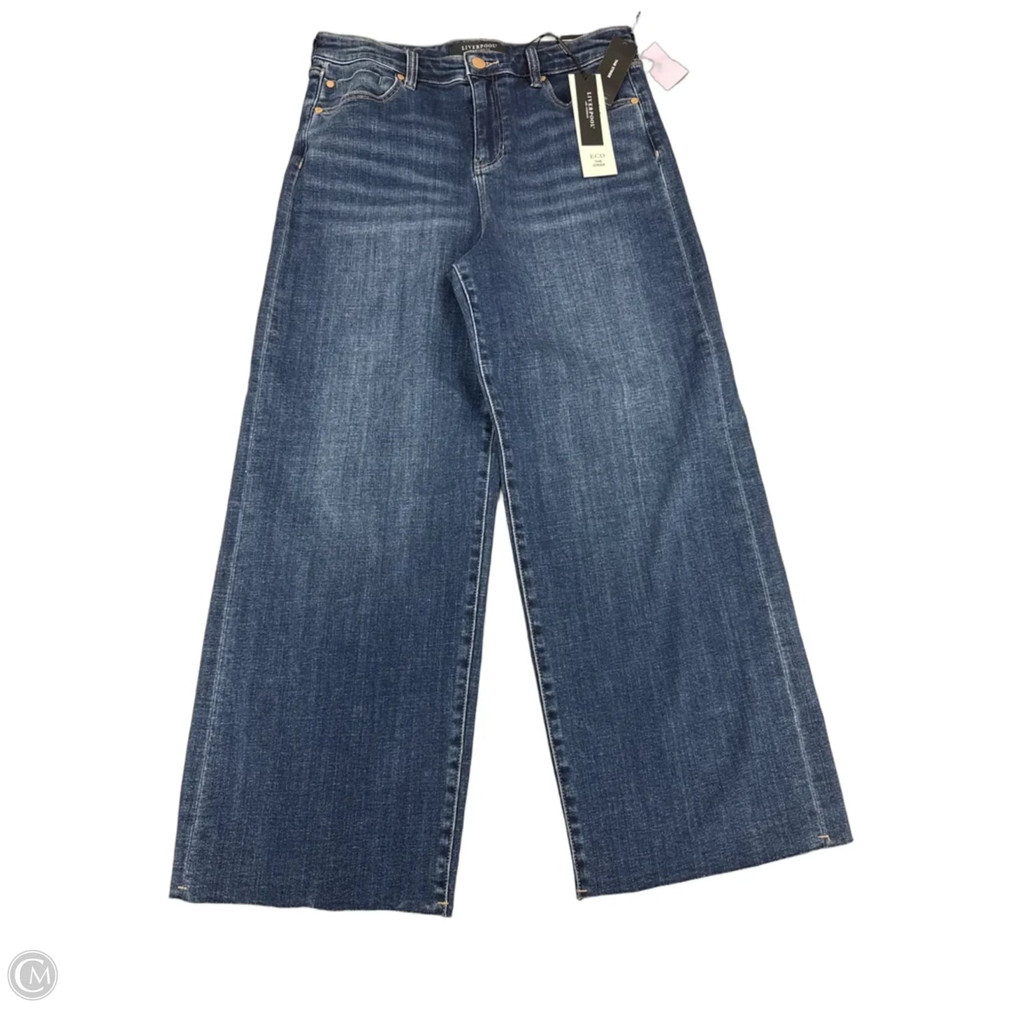 Jeans Cropped By Liverpool In Blue Denim, Size: 8
