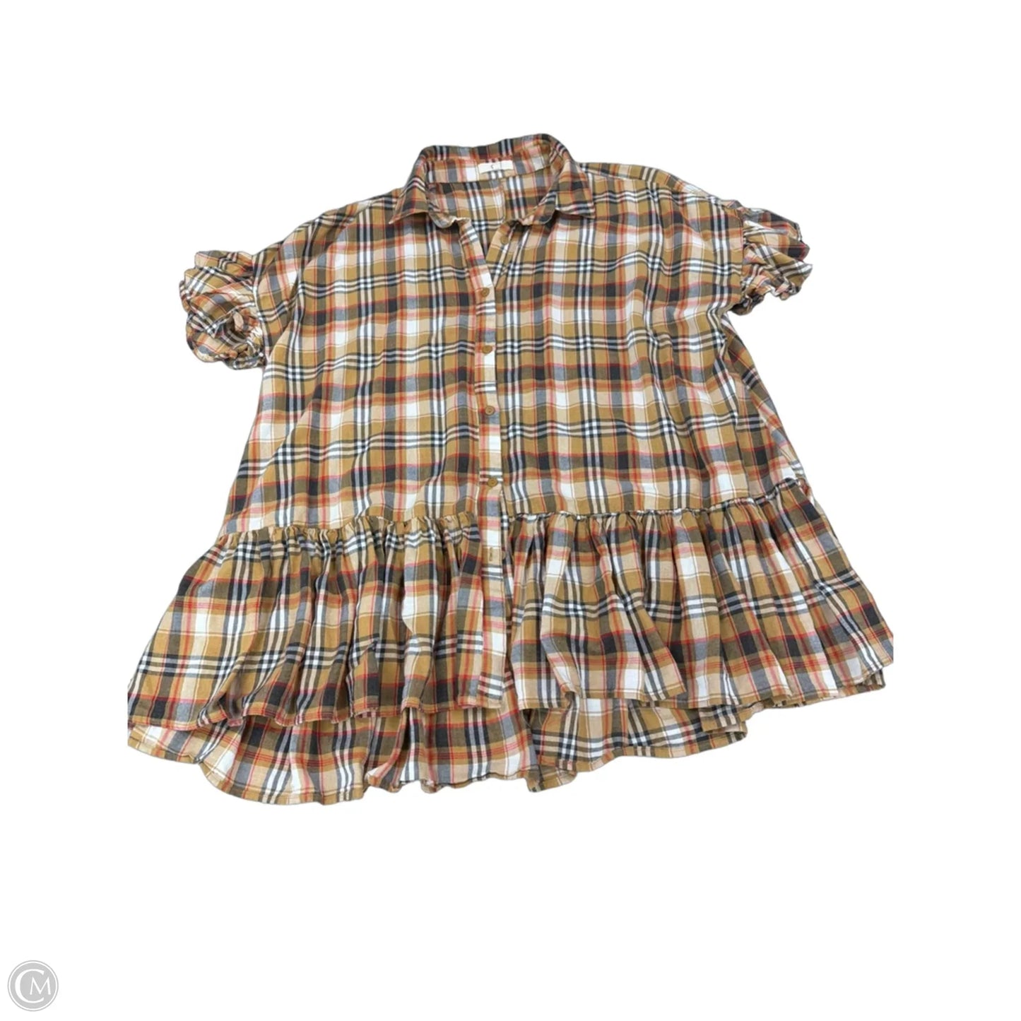 Top Short Sleeve By Easel In Plaid Pattern, Size: M