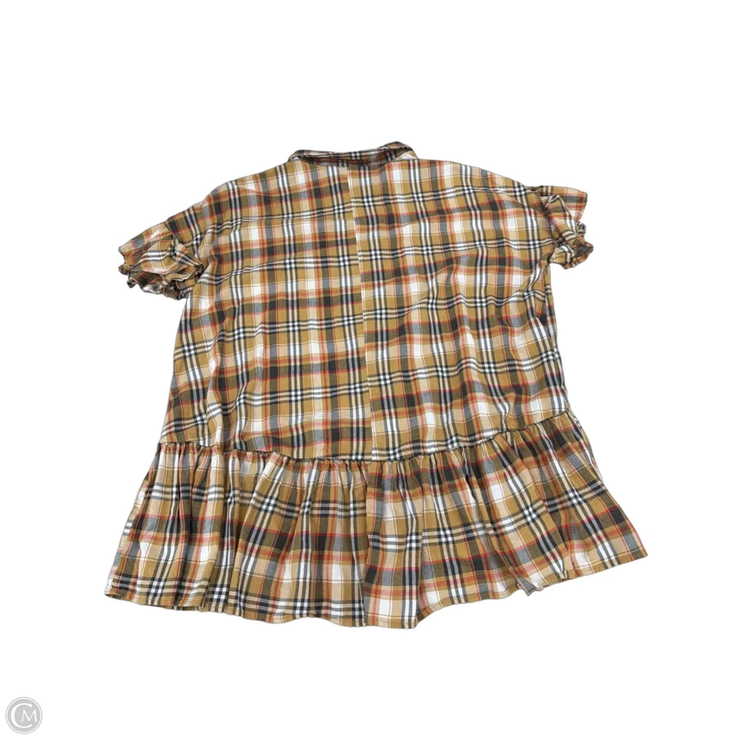 Top Short Sleeve By Easel In Plaid Pattern, Size: M
