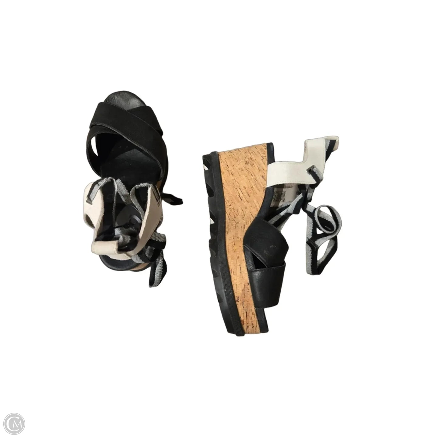Sandals Heels Platform By Sorel In Black & White, Size: 9