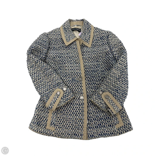 Blazer Luxury Designer By Dolce And Gabbana In Blue & Gold, Size: S