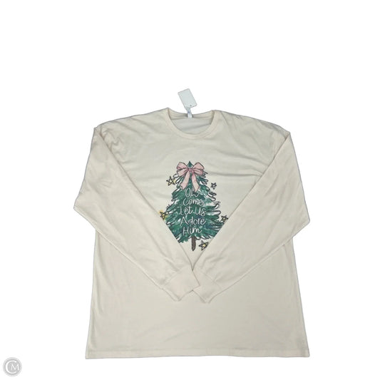 Top Long Sleeve By Cme In Cream, Size: 2x